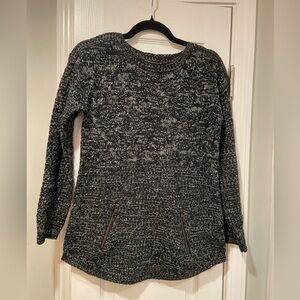 It’s Our Time Black Heather Long Sleeve Pullover Sweater Zipper Detail Size S